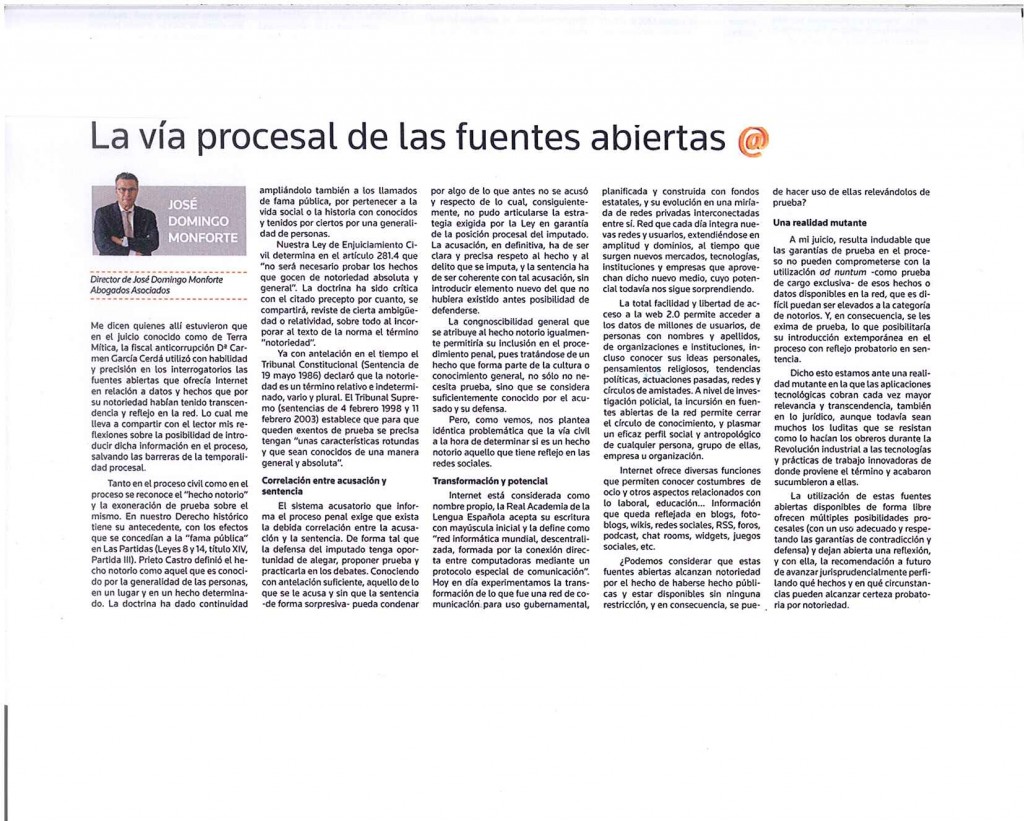 La vía procesal de las fuentes abiertas